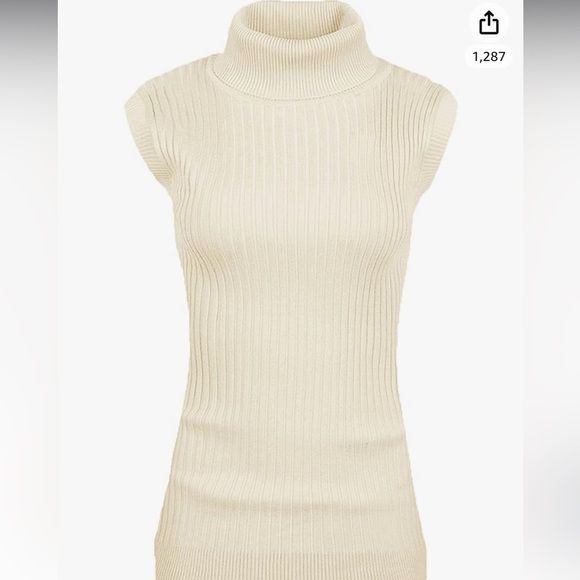 V28 Women Sleeveless High Neck Turtleneck Stretchable Knit Sweater Top - Picture 3 of 9